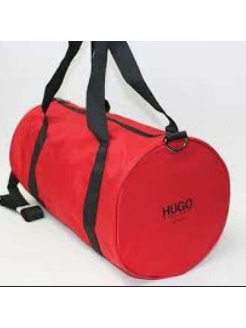 Hugo Boss Parfums Red Duffle Bag Travel Gym Handbag Black handles like new - Picture 10 of 10